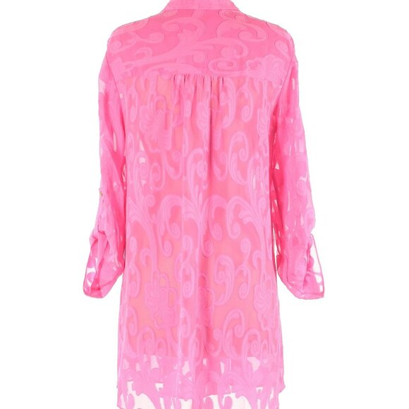 Lilly Pulitzer Natalie Shirtdress Beach Swim Cover Up Neon Pink sz S - Picture 5 of 5